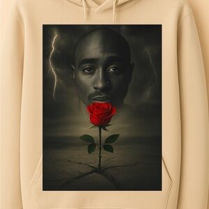 Men's Beige Hoodie with Artistic Graphic